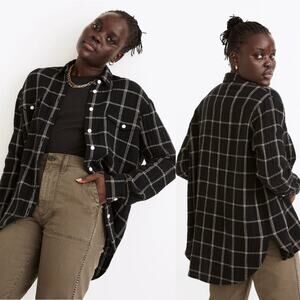 Madewell Oversized Ex Boyfriend Button Down Shirt Size XS Windowpane Classic